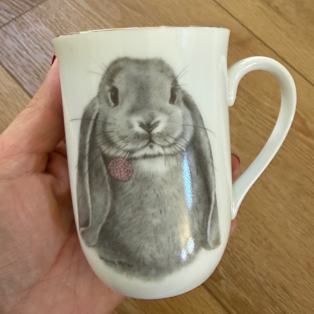 Otagiri Japan Jonahs Workshop Rabbit Mug Gold Rim Vintage Porcelain Bunny Cup